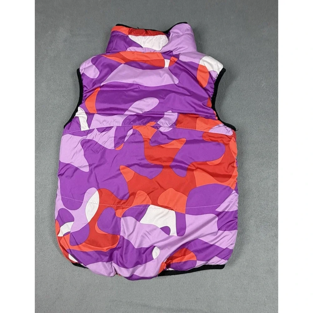 Nike Reversible Puffer Vest Women Medium Orange Camo Pattern Insulated